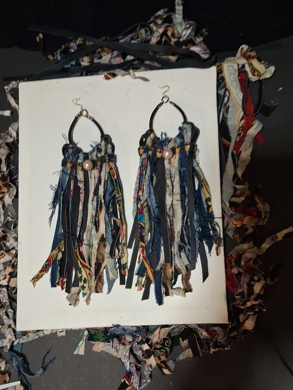 Boho Tassel Fringe Earrings - Navy Multicolor